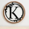 Kirkland's Home Monogram Wall Decor-Wood And Metal Laurel Monogram K Plaque