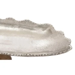 Kirkland's Home Decorative Trays-Wood And Metal Scalloped Rim Tray