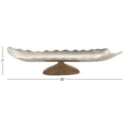 Kirkland's Home Decorative Trays-Wood And Metal Scalloped Rim Tray