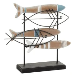 Kirkland's Home Statues & Figurines-Wood And Metal Stand Fish Sculpture