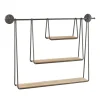 Kirkland's Home Shelves-Wood And Metal Three-Tier Side Modern Wall Shelf