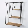 Kirkland's Home Shelves-Wood And Metal 3-Tiered Hanging Wall Shelf