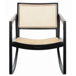 Kirkland's Home Accent Chairs-Wood And Natural Rattan Rocking Chair