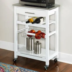 Kirkland's Home Kitchen Islands & Bar Carts-Wood And Stainless Steel Kitchen Cart