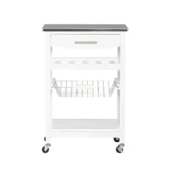 Kirkland's Home Kitchen Islands & Bar Carts-Wood And Stainless Steel Kitchen Cart