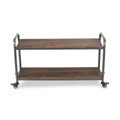 Kirkland's Home Kitchen Islands & Bar Carts-Wood And Steel Frame 2-Tier Rolling Cart