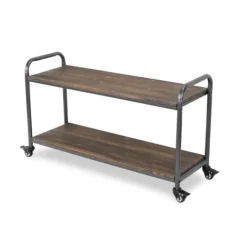 Kirkland's Home Kitchen Islands & Bar Carts-Wood And Steel Frame 2-Tier Rolling Cart
