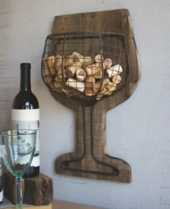 Kirkland's Home Wall Storage-Wood And Wire Wall Wine Cork Holder