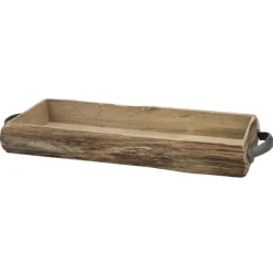 Kirkland's Home Decorative Bowls & Jars-Wood Bark Serving Tray With Metal Handles