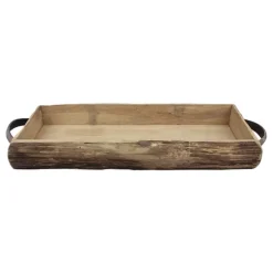 Kirkland's Home Decorative Bowls & Jars-Wood Bark Serving Tray With Metal Handles