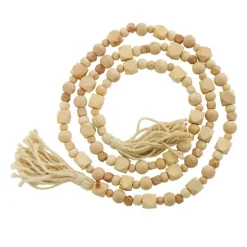 Kirkland's Home Decorative Accents-Wood Beads Cream Tassel Garland