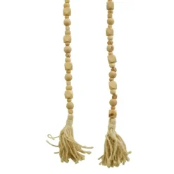 Kirkland's Home Decorative Accents-Wood Beads Cream Tassel Garland