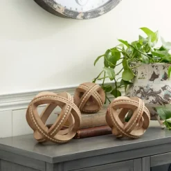 Kirkland's Home Bowl Filler-Wood Carved Bead Orbs, Set Of 3