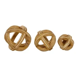 Kirkland's Home Bowl Filler-Wood Carved Bead Orbs, Set Of 3