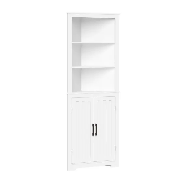 Kirkland's Home Bathroom Furniture-Wood 2-Door Corner Storage Cabinet
