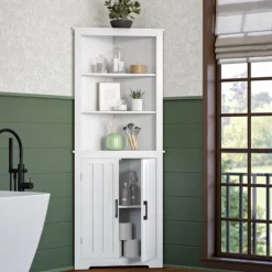 Kirkland's Home Bathroom Furniture-Wood 2-Door Corner Storage Cabinet