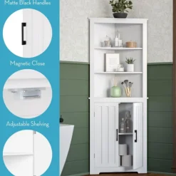 Kirkland's Home Bathroom Furniture-Wood 2-Door Corner Storage Cabinet