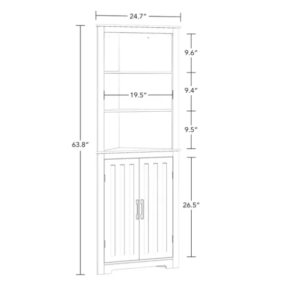Kirkland's Home Bathroom Furniture-Wood 2-Door Corner Storage Cabinet