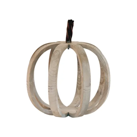 Kirkland's Home Statues & Figurines-Wood Frame Metal Stem Pumpkin Statue