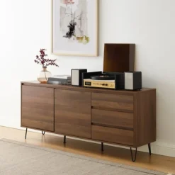 Kirkland's Home Tv Stands & Media Consoles-Wood Hairpin Legs Media Cabinet