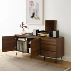 Kirkland's Home Tv Stands & Media Consoles-Wood Hairpin Legs Media Cabinet