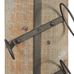 Kirkland's Home Wall Storage-Wood Panel Black Metal Wine Rack