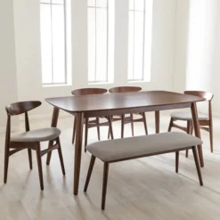 Kirkland's Home Dining Tables-Wood 6-Pc. Mid-Century Modern Dining Set