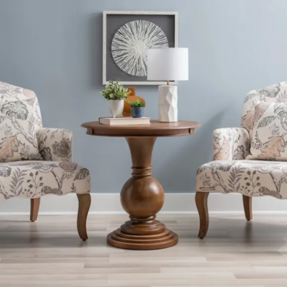 Kirkland's Home Accent & End Tables-Wood Round Base Side Table