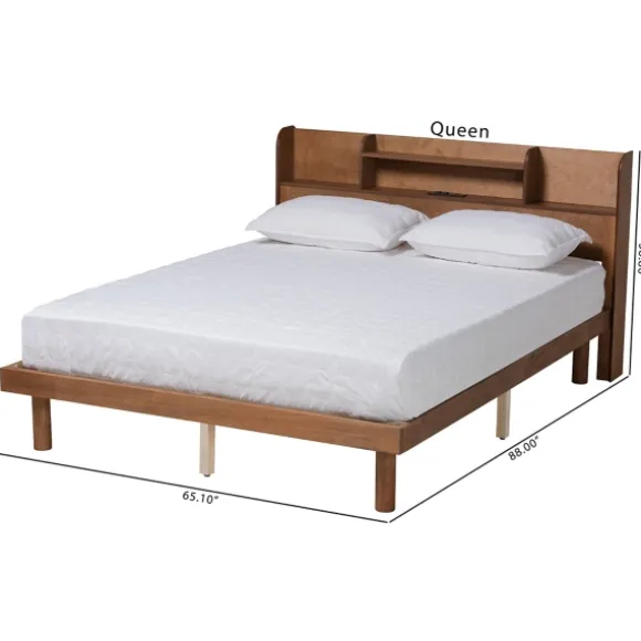 Kirkland's Home Beds & Headboards-Wood Shelves Queen Platform Bed