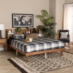 Kirkland's Home Beds & Headboards-Wood Shelves Queen Platform Bed