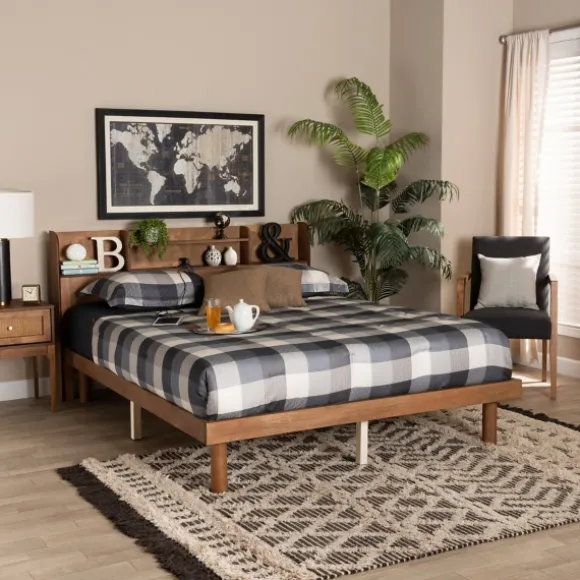 Kirkland's Home Beds & Headboards-Wood Shelves Queen Platform Bed