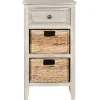 Kirkland's Home Accent & End Tables-Wood Side Table With Baskets