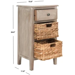 Kirkland's Home Accent & End Tables-Wood Side Table With Baskets