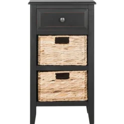 Kirkland's Home Accent & End Tables-Wood Side Table With Baskets