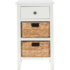 Kirkland's Home Accent & End Tables-Wood Side Table With Baskets