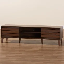 Kirkland's Home Tv Stands & Media Consoles-Wood Slatted Midcentury Tv Stand