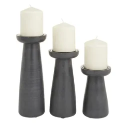 Kirkland's Home Candle Holders-Wood Tapered 3-Pc. Pillar Candle Holder Set