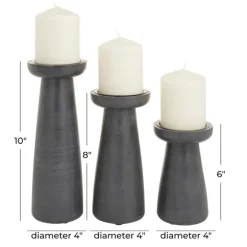 Kirkland's Home Candle Holders-Wood Tapered 3-Pc. Pillar Candle Holder Set