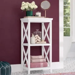 Kirkland's Home Bathroom Furniture-Wood 2-Tier Storage Shelf