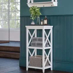 Kirkland's Home Bathroom Furniture-Wood 2-Tier Storage Shelf