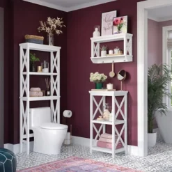 Kirkland's Home Bathroom Furniture-Wood 2-Tier Storage Shelf