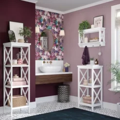Kirkland's Home Bathroom Furniture-Wood 2-Tier Storage Shelf