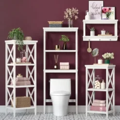 Kirkland's Home Bathroom Furniture-Wood 2-Tier Storage Shelf