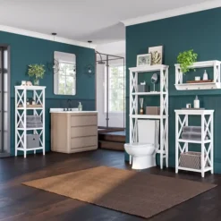 Kirkland's Home Bathroom Furniture-Wood 2-Tier Storage Shelf