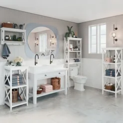 Kirkland's Home Bathroom Furniture-Wood 2-Tier Storage Shelf