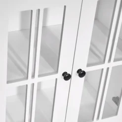 Kirkland's Home Bathroom Furniture-Wood Two Pane Glass Doors Floor Cabinet