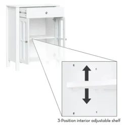 Kirkland's Home Bathroom Furniture-Wood Two Pane Glass Doors Floor Cabinet