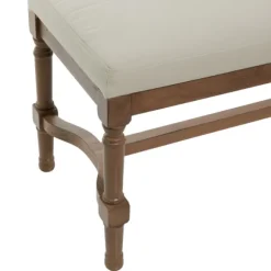 Kirkland's Home Benches & Ottomans-Wood Upholstered Burlap Seat Bench