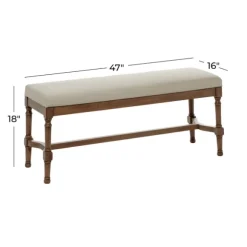 Kirkland's Home Benches & Ottomans-Wood Upholstered Burlap Seat Bench