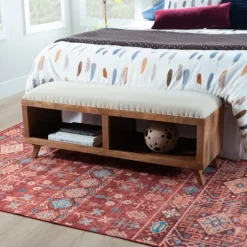 Kirkland's Home Benches & Ottomans-Wood Upholstered Seat Open Storage Bench